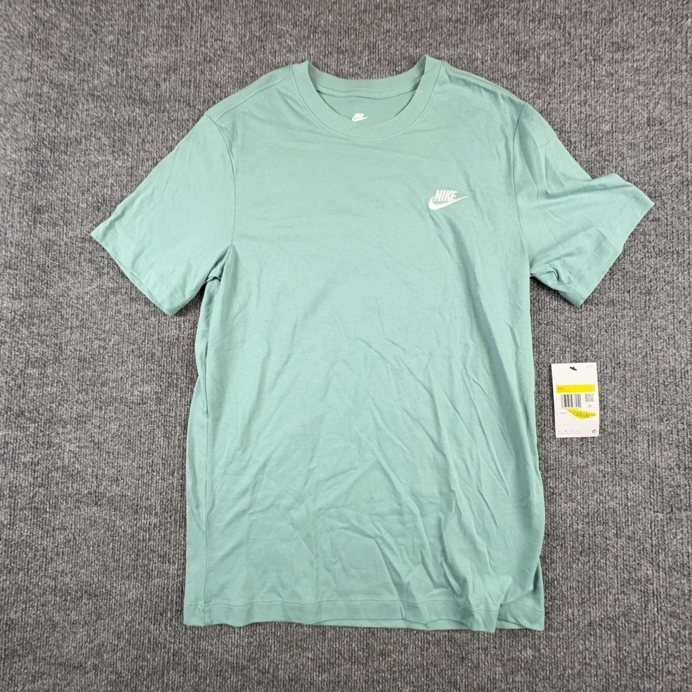Nike Shirt Mens Small Green The Nike Tee Embroidered Swoosh Logo Cotton Crewneck